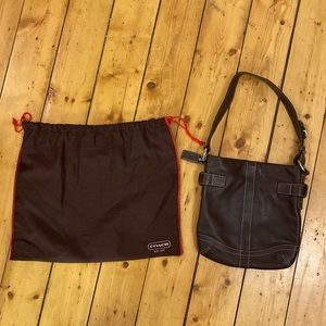 Coach handbag, leather, chocolate brown, with original pouch, NWOT